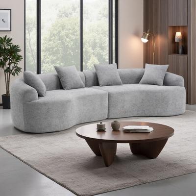 Chenille Curved Modular Sleeper Sofa with High-Density Sponge