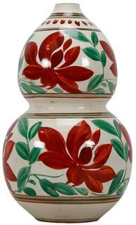 "Artissance 12"" Hand Painted Colorful Leaf Motif Gourd Vase - 7.5"" L x 7.5"" W x 12"" H"