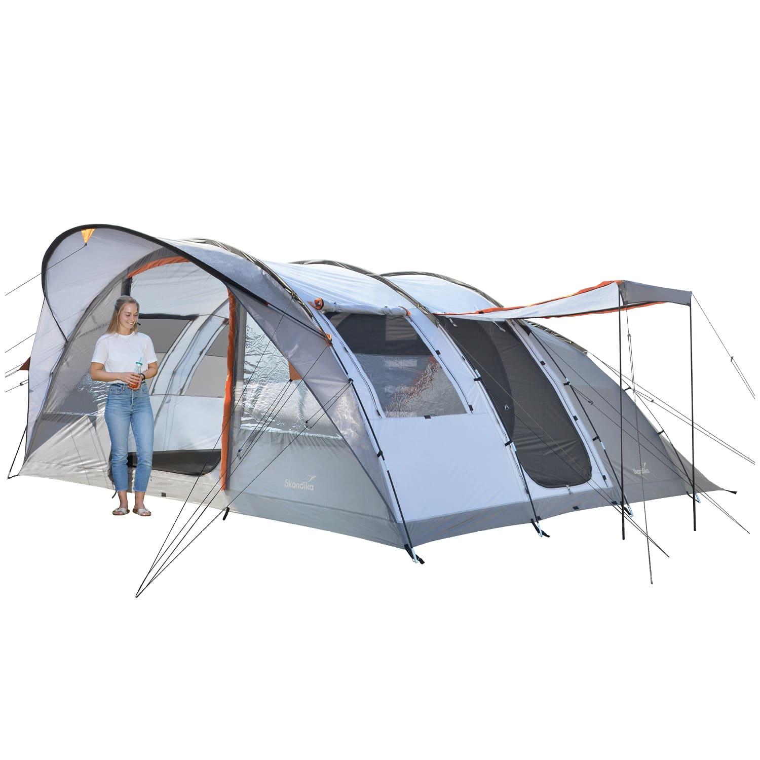 Skandika Egersund Tunnelzelt für 7 Personen | Camping Zelt mit Sleeper Technologie, eingenähter Zeltboden, Schwarze Schlafkabine, 2 m Stehhöhe