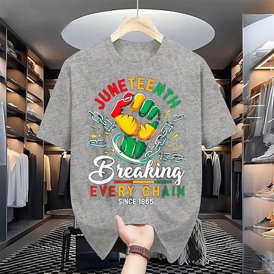 Herren Juneteenth Lifestyle Grafik T-Shirt Seit 1865 jede Kette brechen Kurzarm