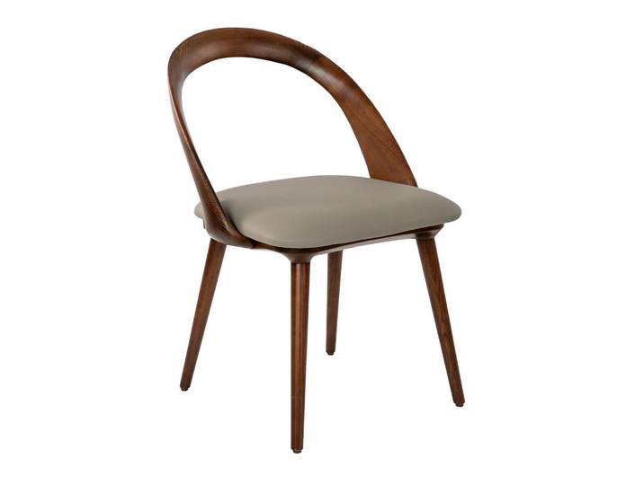 Angel Cerda Stuhl Angel Cerdá 4063, Kunstleder Mink und Walnussholz, Taupe, Holzwerkstoff, Echtholz,Nussbaum, Essen/Getränk, Füllung: Polyetherschaumkern,Polyetherschaumkern,Polyetherschaumkern, nicht einzeln stellbar,Freiform,Freiform, rund, 53x78x59 cm, Esszimmer, Stuhl