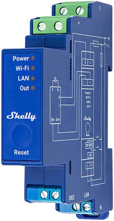 Módulo Controlador Dimmer WiFi/Bluetooth c/ Med. Consumo p/ Calha DIN - Shelly Pro Dimmer 0/1-10V PM