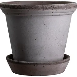 Flora Blumentopf 21 cm grau mit Untersetzer
