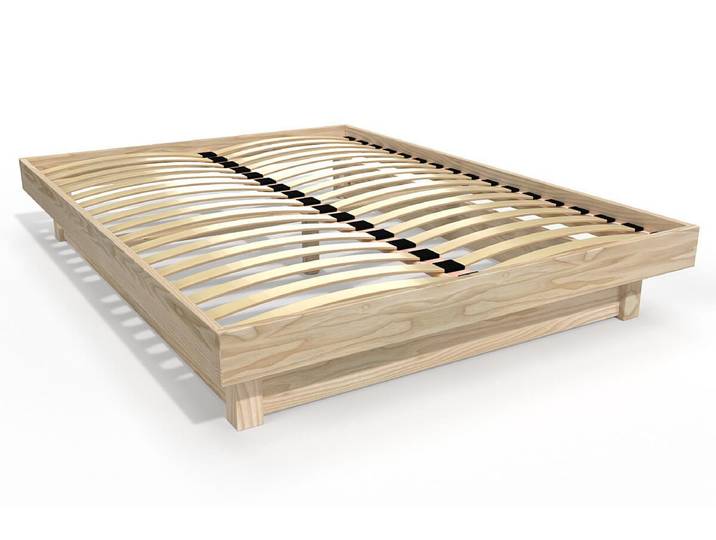 Lit plateforme 140x190 bois massif 140x190 Brut (sans vernis)
