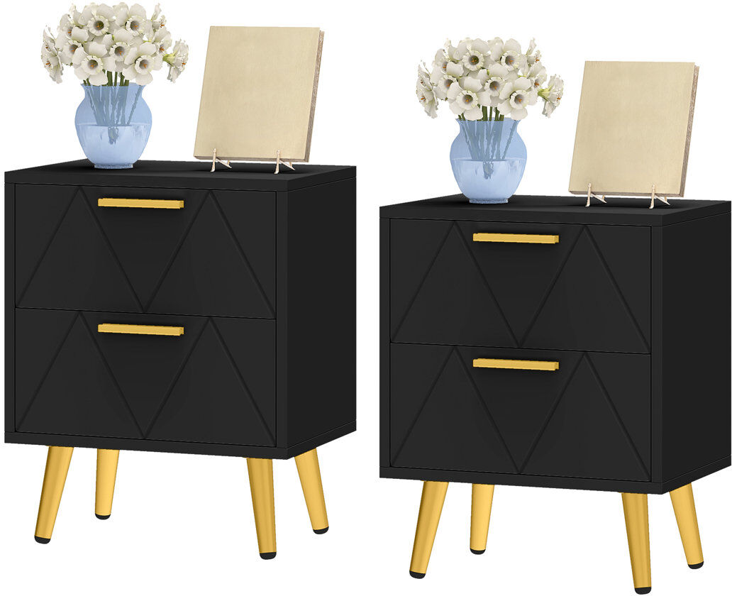 Fairmont Park 40 cm W Bedside Table Black 52cm H X 40cm W X 30cm D