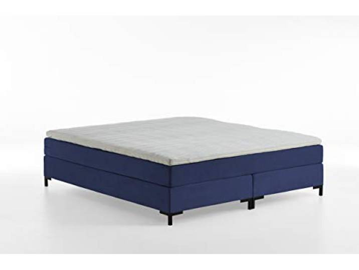 Atlantic Home Collection Romy Boxspringbett ohne Kopfteil, Taschenfederkernmatratze, Härtegrad 3, inklusive Topper, Navyblau, Königin
