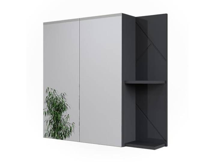 Vicco Badspiegelschrank Irma , Anthrazit Hochglanz/Anthrazit 80 x 75 cm 2 Türen · 3 Ablagefächer · Große Spiegelfläche · Für Kosmetik & Pflegeprodukte · Über dem Waschbecken
