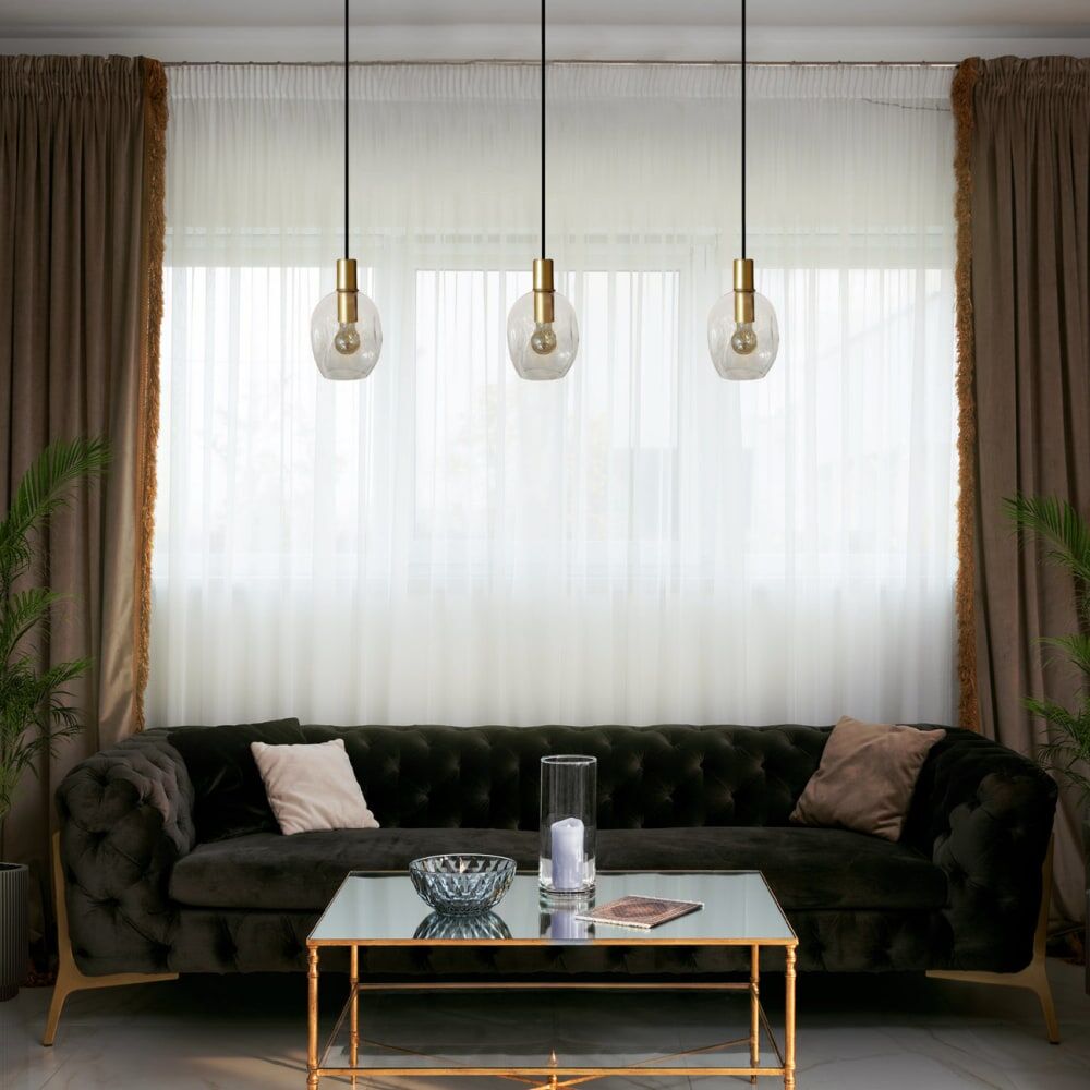 Tosel Lustre métal or H100cm Abatjour transparent Doré 70x100x20cm