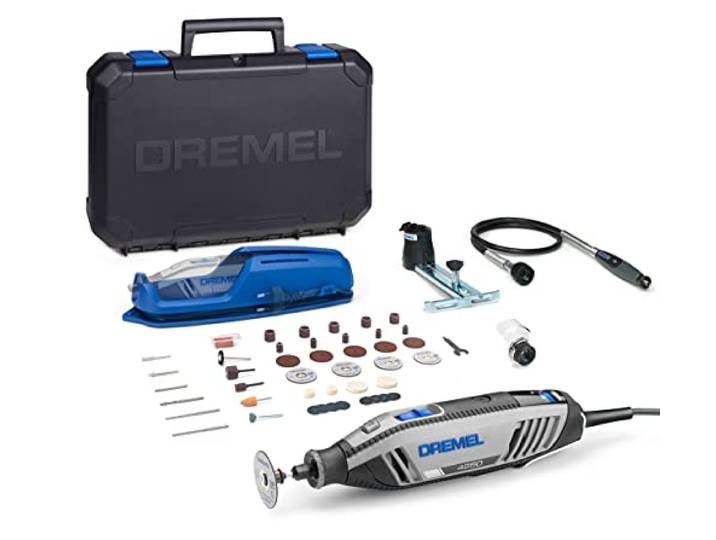 Dremel 4250 Outil Rotatif Multifonction 175W avec 3 Adaptations 45 Accessoires Vitesse Variable 5000-35000 tr/min pour Découper\, Poncer\, Percer\, Nettoyer\, Sculpter\, Polir\, Graver\, Meuler\, Défoncer