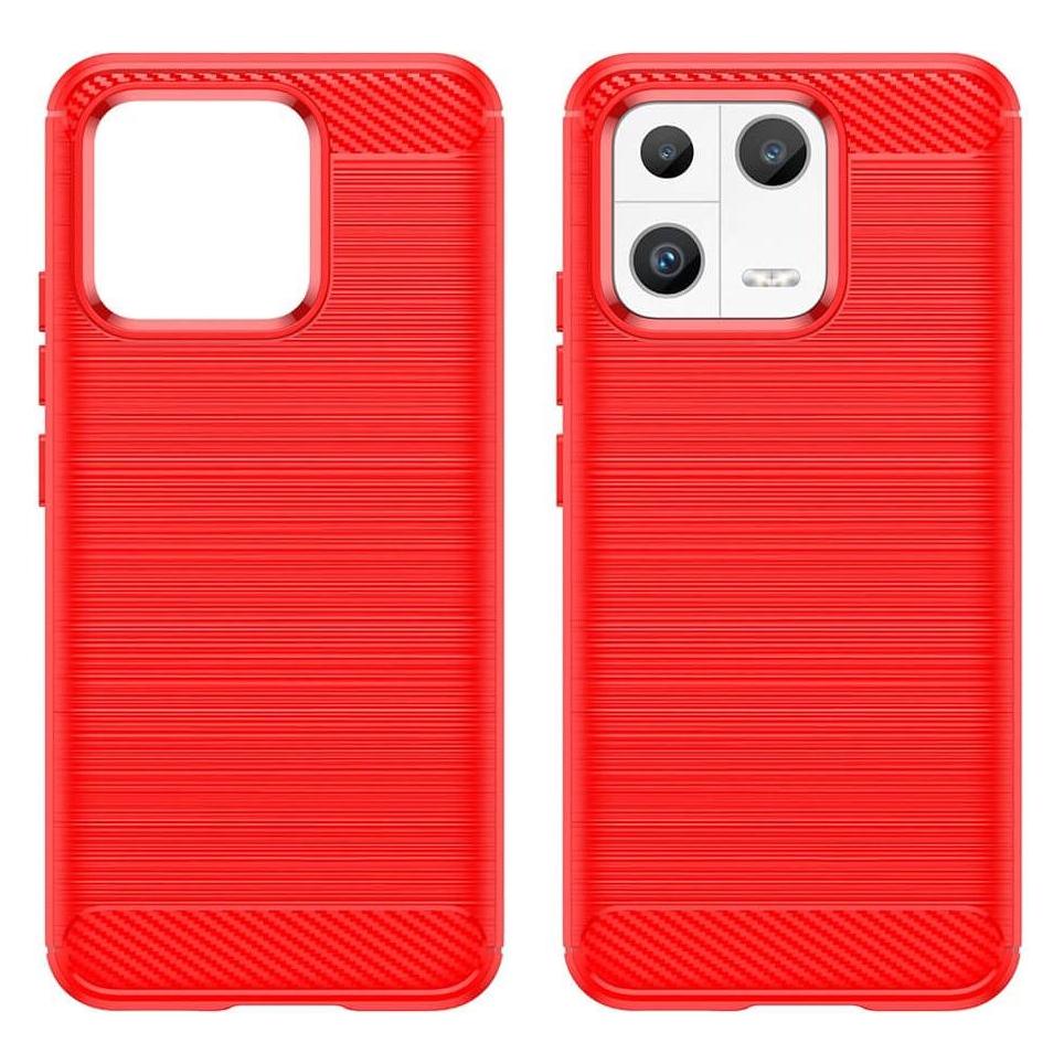 Cover-Discount Xiaomi 13 - Metall Carbon Look Hülle rot (Xiaomi 13) (660120307B)