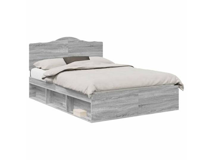 ZQQLVOO Bettrahmen Sonoma-Grau 150 x 200 cm Massives Kiefernholz Holzwerkstoff, massives Kiefernholz-Kopfteil, fester Lattenrost, modernes Design, Schlafzimmer, Gästezimmer