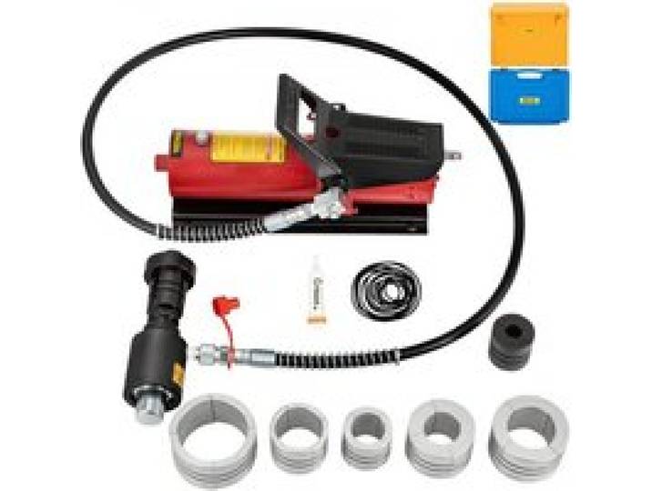 VEVOR hydraulische uitlaatpijp-expander, maat 1-5/8 tot 4-1/4 , 10T pedaalpomp inbegrepen, met 4 matrijzen, 2 opbergkoffers voor koper-aluminium pijpen in autoreparatie