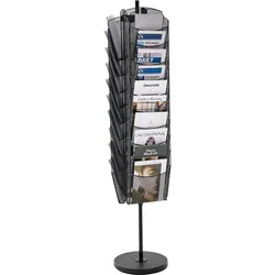 VEVOR drehbarer Prospektständer Zeitschriftenständer mit 30 Fächern, Literaturständer Kataloghalter aus Metall, Buchständer Bodenaufsteller Zeitungskataloghalter für Büroshows, Ausstellung