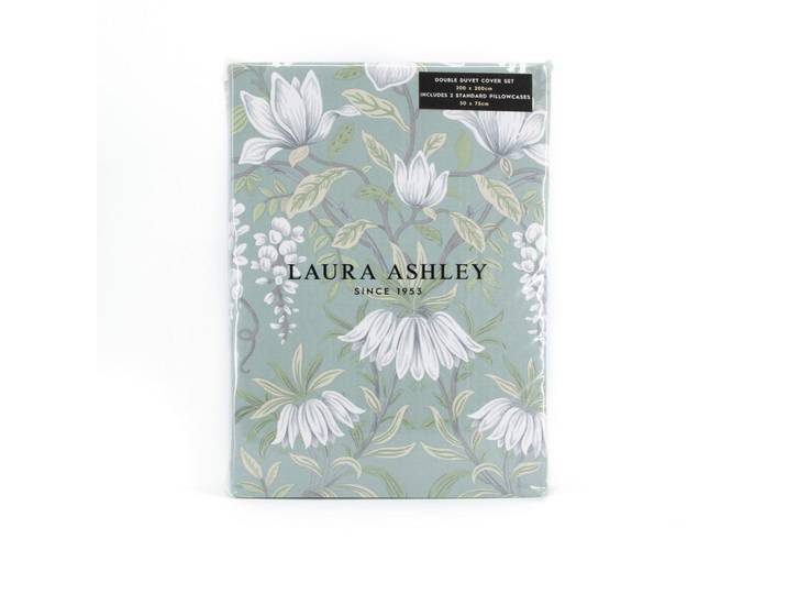 Laura Ashley Bettwasche Parterre Blumen 3-Teilig 200x200cm, Grün, Floral, Baum/Pflanze/Natur, Füllung: Baumwolle (recycelt), Rechteckig, 200x200 cm, Heimtextilien, Kopfpolster & Bettdecken, Bettdecken