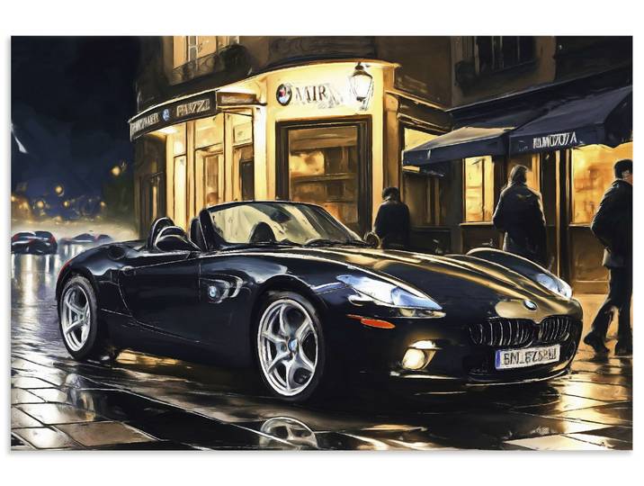 Artland BMW Z8 nachts in Paris Auto 1 Stk. tlg. als Alubild, Leinwandbild, Poster, Wandaufkleber in verschied. Grössen