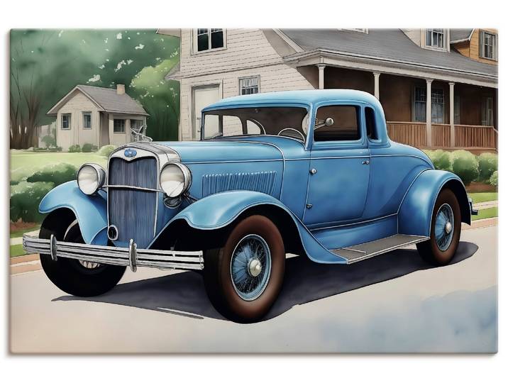 Wandbild ARTLAND Blauer Oldtimer der 1930er Jahre , blau (farbe bild(er): blau), B:90cm H:60cm, Bilder, Wandbild, als Alubild, Leinwandbild, Poster, Wandaufkleber in verschied. Grössen