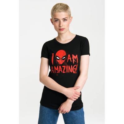 T-Shirt LOGOSHIRT "Marvel Comics", Damen, Gr. M, schwarz, 100% Baumwolle, bedruckt, normal, Rundhals, Shirts T-Shirt, mit lizenzierten Originaldesign
