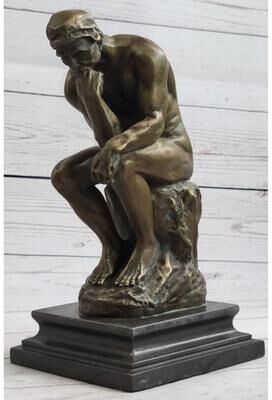 Bronzhaus Large Rodin Famous The Thinker Bronze Marble Sculpture Art Deco Marble Figurine