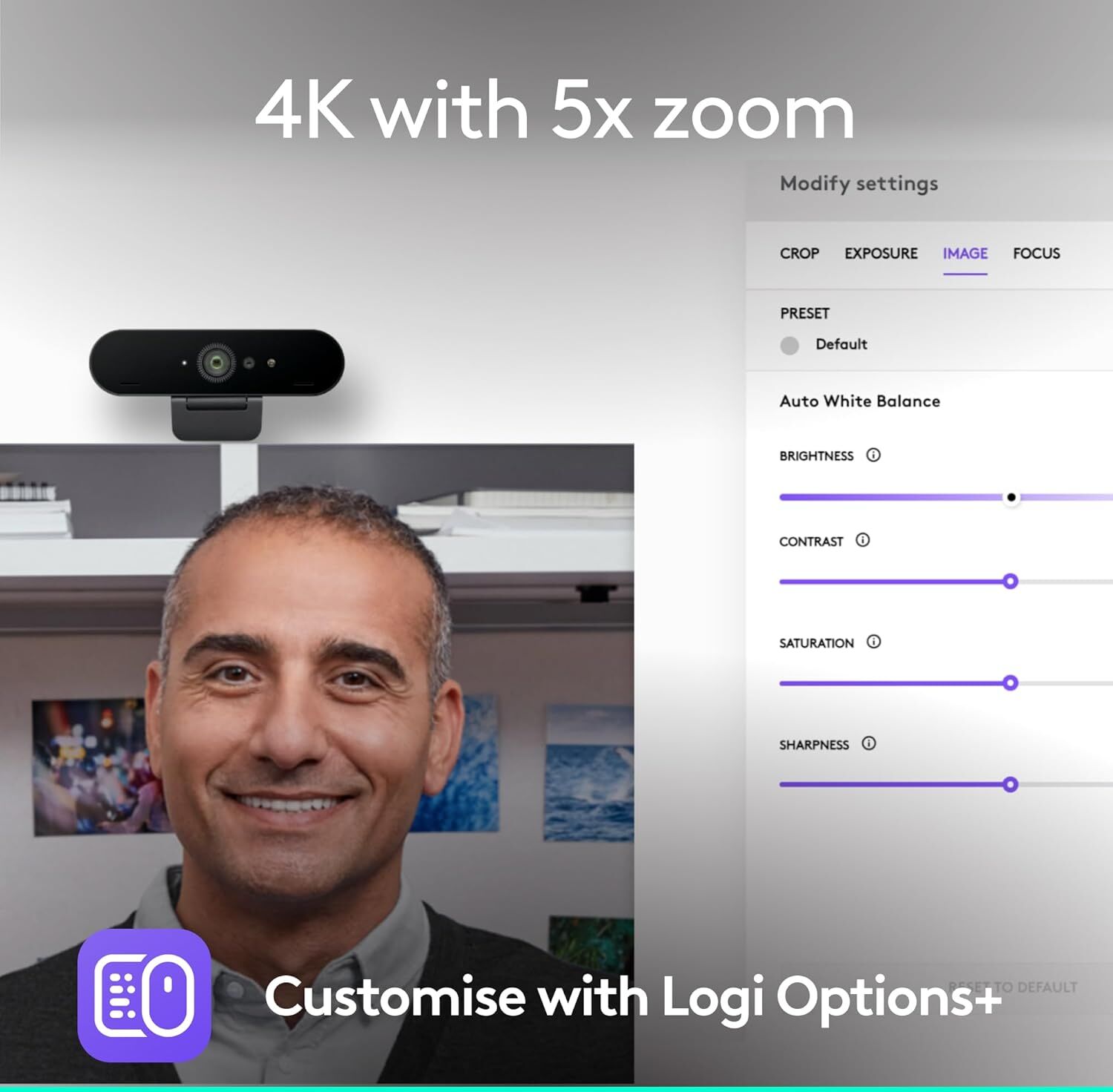 Logitech Brio 4K Webcam – Ultra HD Video Calling, Noise-Cancelling Mic, Auto Light Correction, Wide Field of View (Teams/Zoom/Meet)