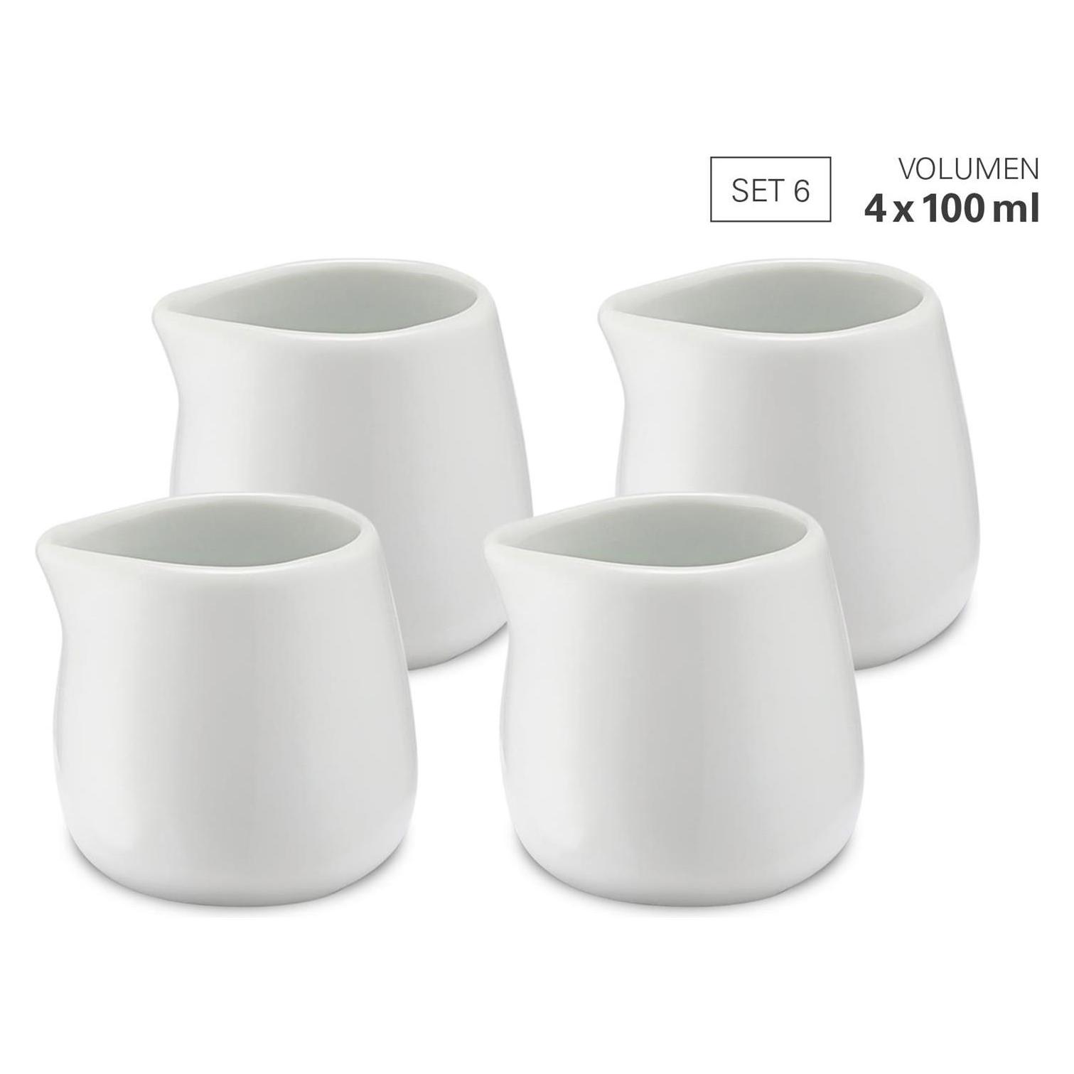 Weis Milchgiesser 100ml set 4 aus Porzellan (19064)