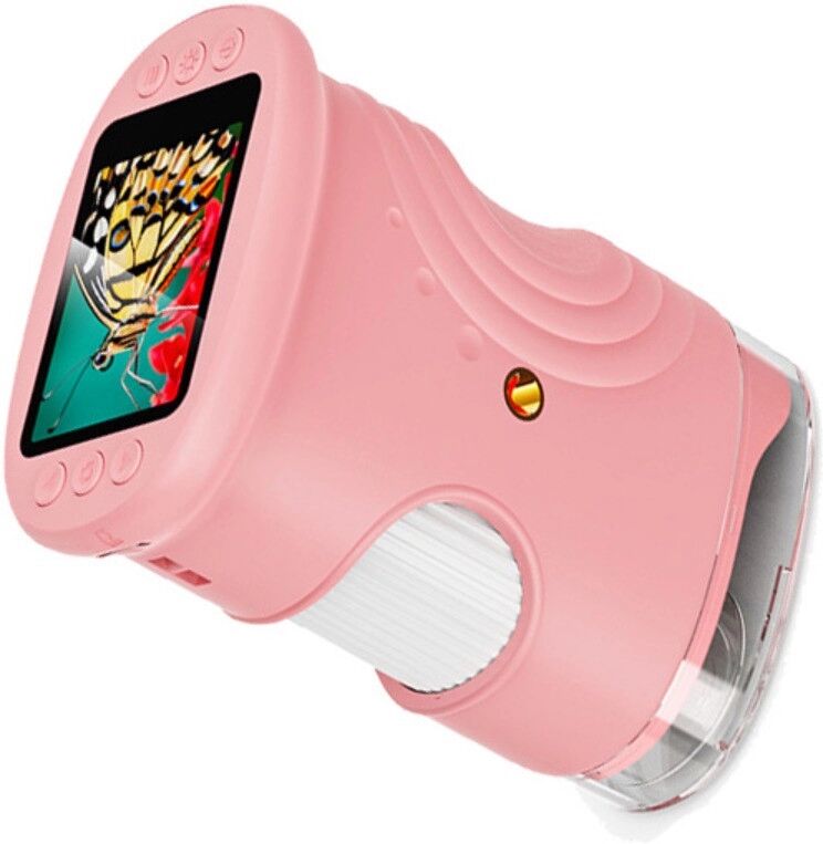 INF Handheld-Digitalmikroskop – 1000x Vergrößerung, 2MP Kamera, 2.0-inch IPS Display, wiederaufladbar Type-C, verstellbare Rosa