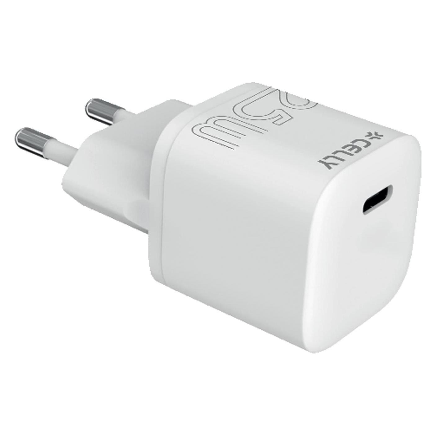 Celly UltraCompact TC 1 Usb-C 25W Ladegerät (25 W, 1 Port) (UCTC1USBC25WWH)