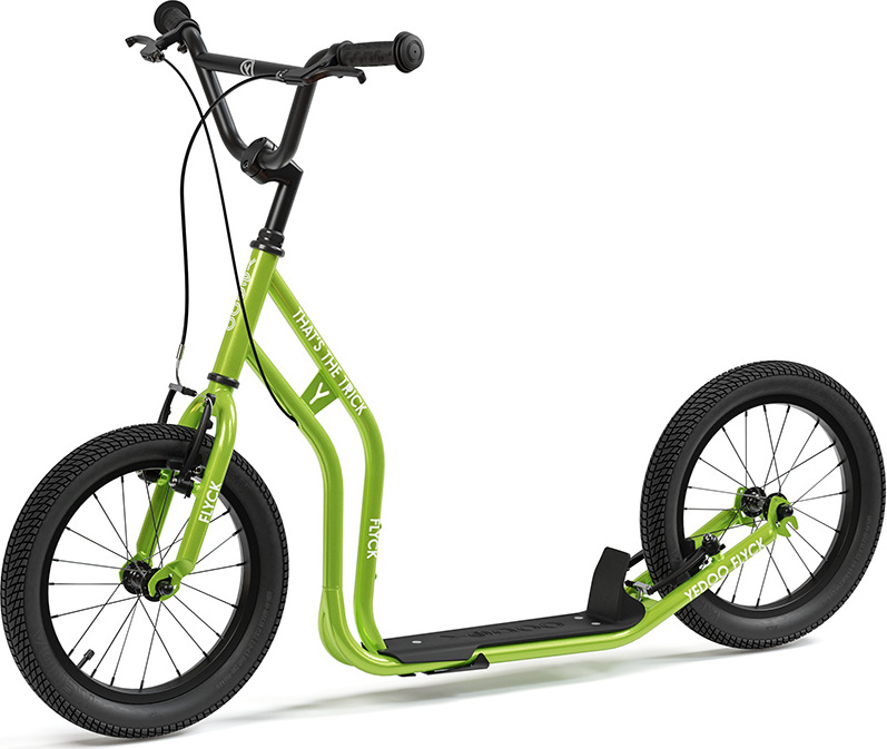 Scooter Yedoo Flyck für Kinder ab 8 Jahren, mit Luftreifen 16/16 und Ständer Grün