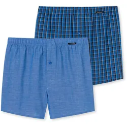SCHIESSER Herren Web-Boxershorts, 2er Pack - Unterhose, Baumwolle Blau / 4XL