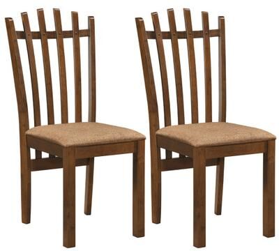 Costway Rubber Wood Slat Back Kitchen Dining Chairs Set of 2-Brown