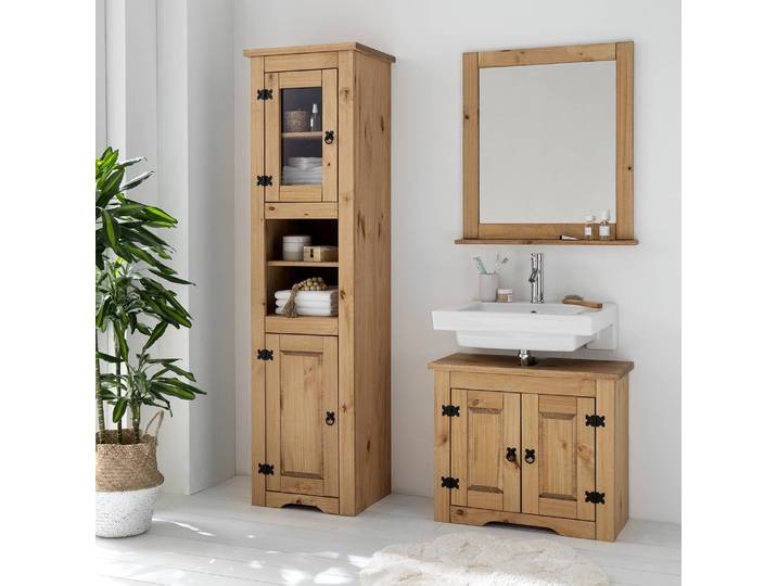 Meuble sous lavabo 73 x 61 x 33cm Marron/Epicéa naturel