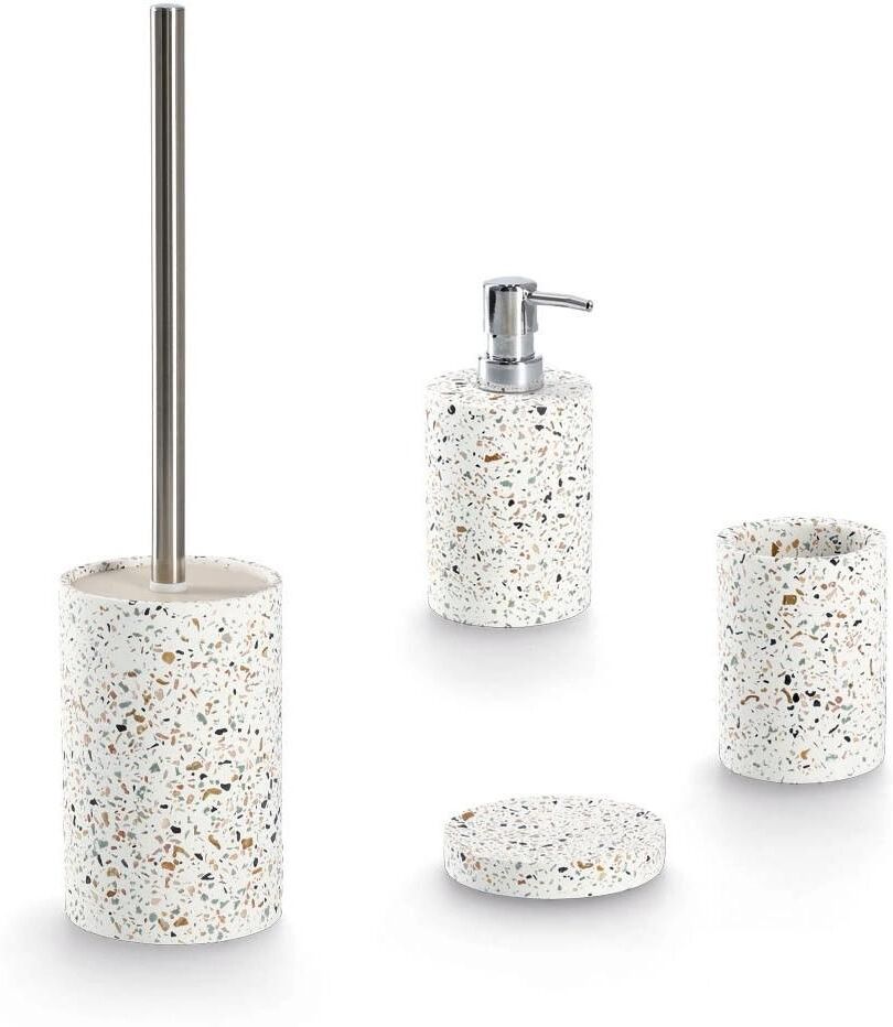 WC-Garnitur ZELLER PRESENT "Terr.", weiss (mehrfarbig), B:10,3cm H:42cm L:10,3cm, Zement, Reinigungsbürsten, WC-Garnitur mehrfarbig Einheitsgröße