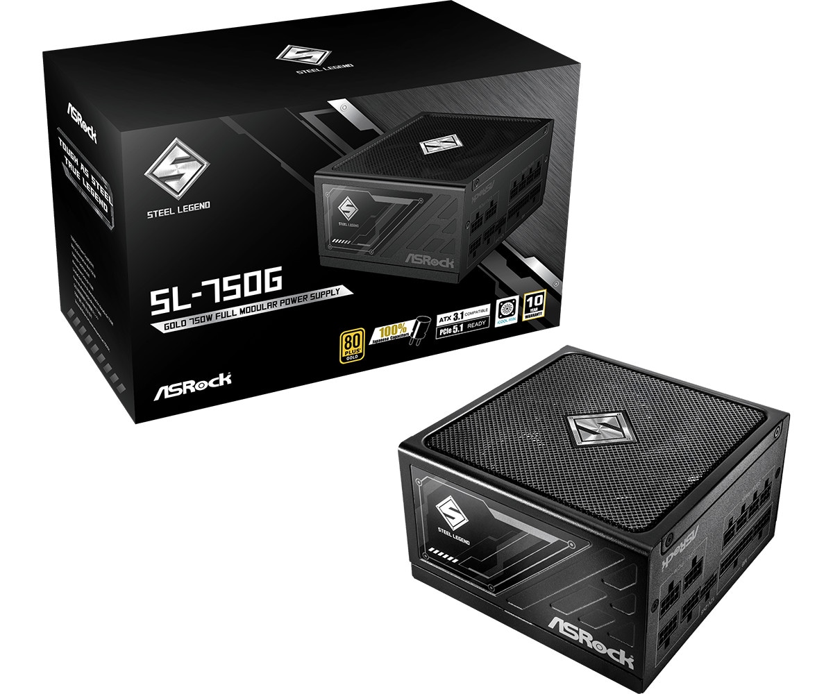 ASRock Steel Legend 750W Gold Gaming Netzteil modular ATX 3.1 PCIe 5.1 90-UXS075-GFEAAA