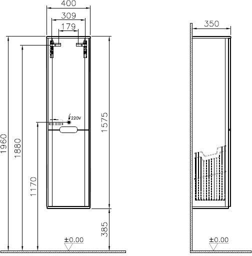 Vitra Sento Hochschrank, mit Wäschekorb, Türanschlag links, Anthrazit Matt, 61372 61372