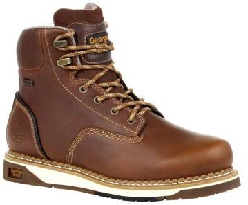 "Georgia Boot Amp LT WP Wedge 6"" Steel - Mens 8 Brown Boot Medium"