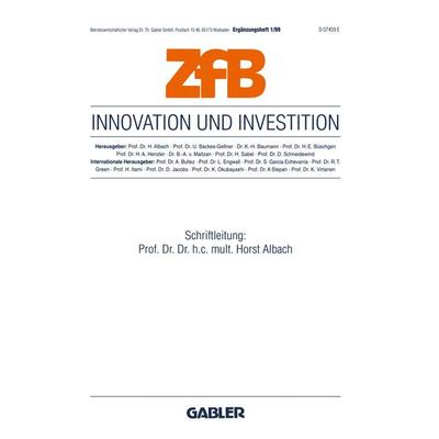 Innovation und Investition, Taschenbuch von , Betriebswirtschaftlicher Verlag Gabler, 978-3-409-13958-8