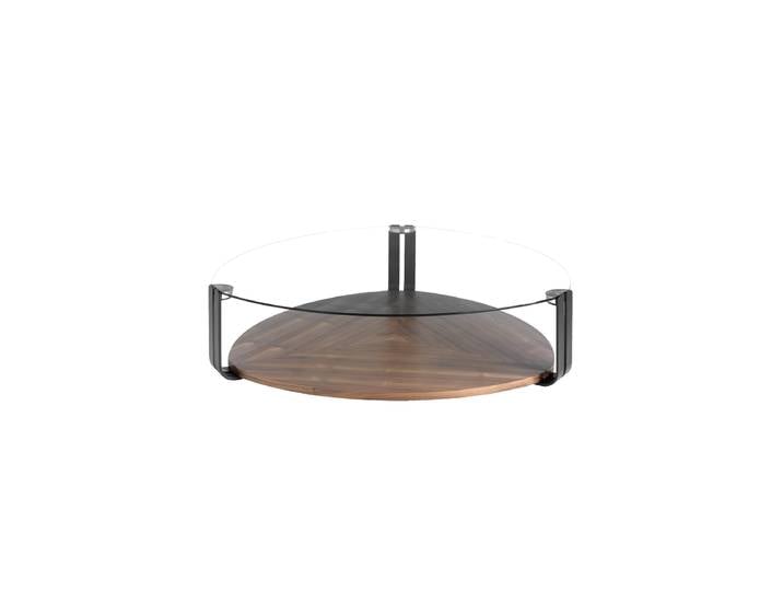 Grosser Design Couchtisch „Cruz“ Nussbaum, Transparent, Schwarz Angel Cerdá
