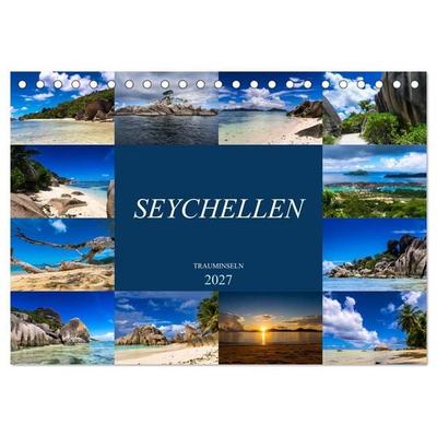 Trauminseln Seychellen (Tischkalender 2027 DIN A5 quer), CALVENDO Monatskalender