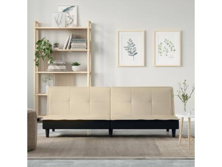 HEFZGDB Schlafsofa Creme Stoff Sofabett mit Verstellbarer Rückenlehne und atmungsaktivem Bezug für Gästezimmer und Wohnbereich, strapazierfähige Polsterung und Stabiler Holzrahmen