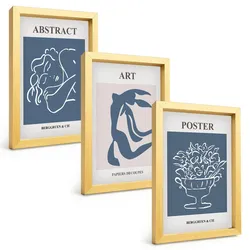 BILDER SET 3er Set - 20x30 cm Goldrahmen - Matisses stilvolle abstrakte Muster