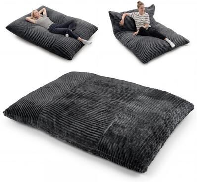 Costway Convertible Bean Bag Floor Sofa with Machine-washable Corduroy Cover-Dark Gray