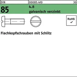 Flachkopfschraube DIN 85/ISO 1580 Schlitz M6x8 4.8 galv.verz. 1000St.