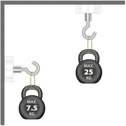 3x Supermagnete, Magnet, Magnetsystem gummiert mit Haken (1x)
