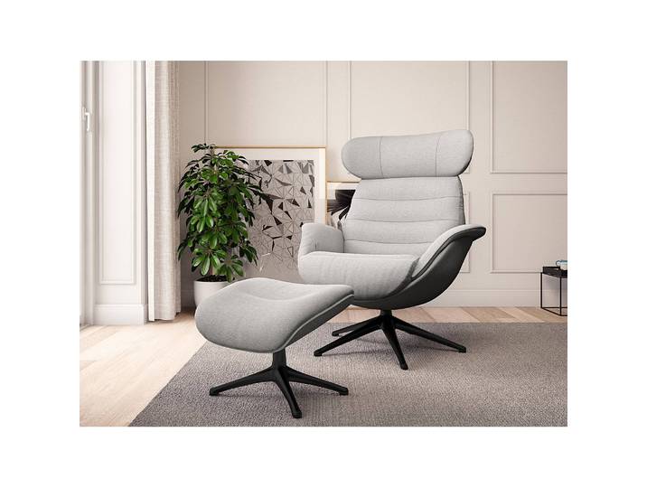 Polsterhocker LESO 44 x 39 x 49cm Grau/Hellgrau Schwarz Webstoff Saia: Hellgrau