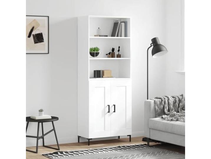 Modernes Highboard in Sonoma-Eiche Optik mit Stauraum, stabiles Aufbewahrungsmöbel aus Holzwerkstoff für die Einrichtung des Wohnzimmers, Elegantes Highboard mit Metallfüßen