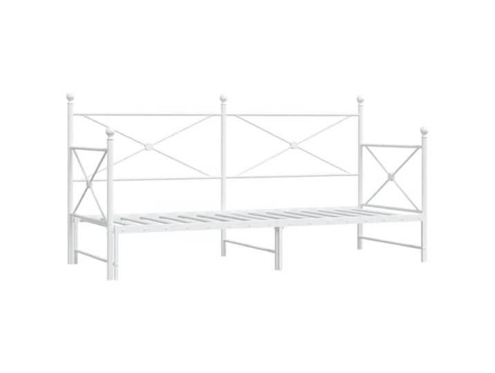 PUGYNBK Diwan mit Nest, ohne Matratze, Weiß, 75 x 190 cm, Stahl Lattenrost, stabile Struktur, Stauraum, stabile Füße