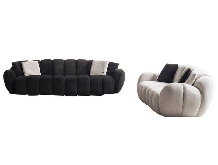 JVmoebel Sofa Schwarzes Designer-Sofa aus luxuriösem Textil, 2 Teile