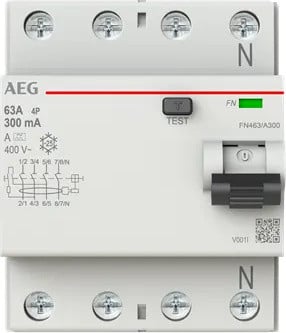 AEG Busch-Jäger FI-schakelaar FN463/A300, 4-polig, Type A, 63A, 300mA