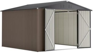 Kodotan sofa 10x10 FT Outdoor Storage Shed, Utility Metal Tool Storage with Lockable Doors and Updated Frame Structure, Large Metal Shed