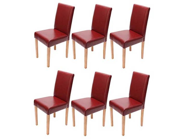 Mendler 6er-Set Stuhl Littau - Kunstleder, rot, helle Beine Esszimmerstuhl, Küchenstuhl