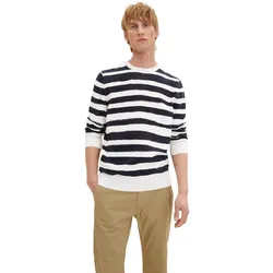 Tom Tailor Herren Rundhals Pullover PRINTED STRIPE KNITTER - Regular Fit - Navy Water Stripe 31223 - M